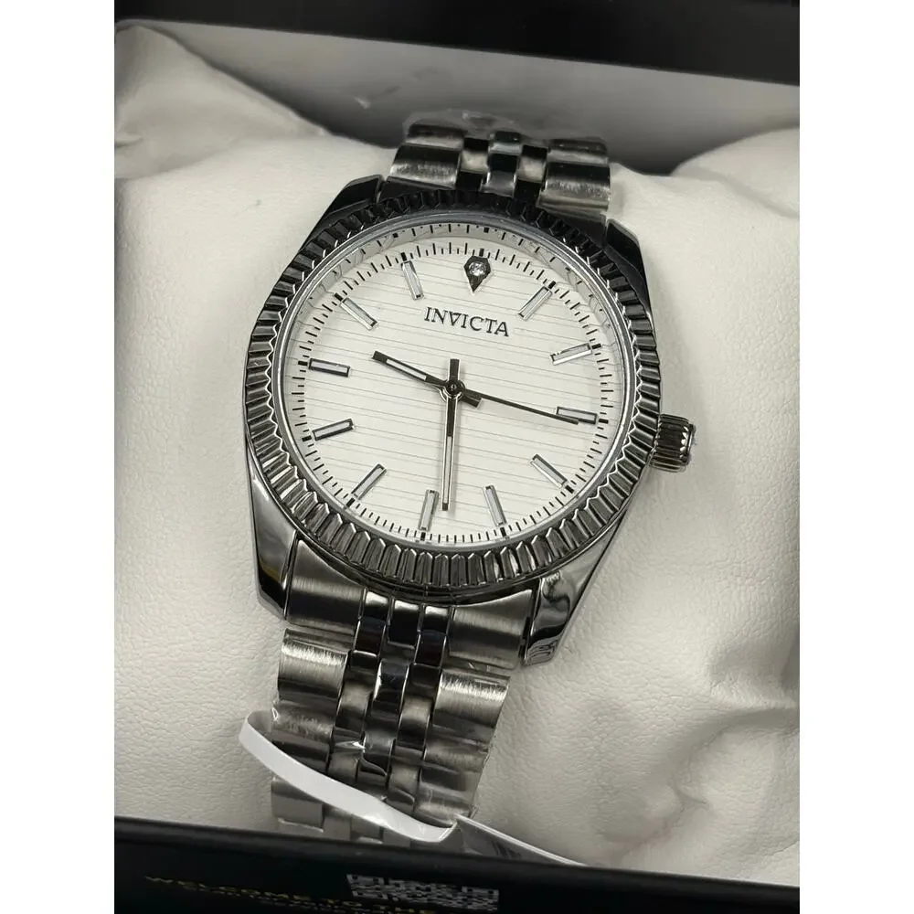 Invicta Celestial Somerset Men’s Watch 36mm Steel Band White Dial New in Box